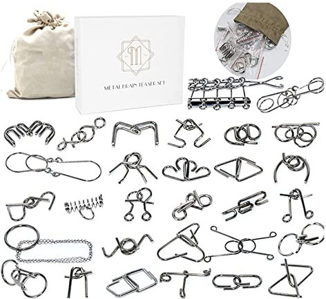 JasCherry 30 Stück Metall Puzzle Entwirrung Puzzles Geduldspiele Set - Knobelspiele Logisches Rätsel Denkspiel Spielzeug - Ideal Denksportaufgaben Spielzeug und Geschenk für Erwachsene und Kinder #1
