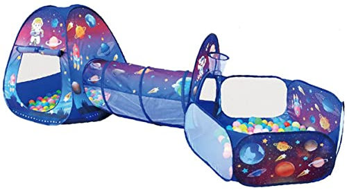 Raumstation Kinderzelt, 3in1 Bällebad Tunnel & Spielhaus für Kinder, 288 cm lang