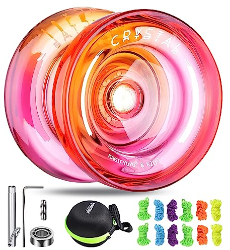 MAGICYOYO K2 Responsive Yoyo für Kinder, Dual Purpose JoJo für Anfänger/Fortgeschrittene, Mit Unresponsive Bearing, 12 Strings, Removal Tool, Axle, Tasche (Crystal Pink Orange)