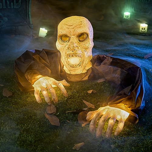 JOYIN Halloween-Zombie-Groundbreaker mit Beleuchtung, gruselige beleuchtete Halloween-Dekoration für den Außenbereich, Zombie-Skelett-Dekor für Spukhaus im Freien, Rasen, Hofdekor