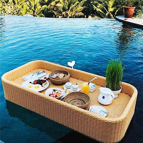 ANXYYDS DIY schwimmender Getränkehalter, Erfrischungstisch, Tablett für Pool oder Strandparty, Float Lounge, schwimmendes Schwimmbad-Tablett,Beige