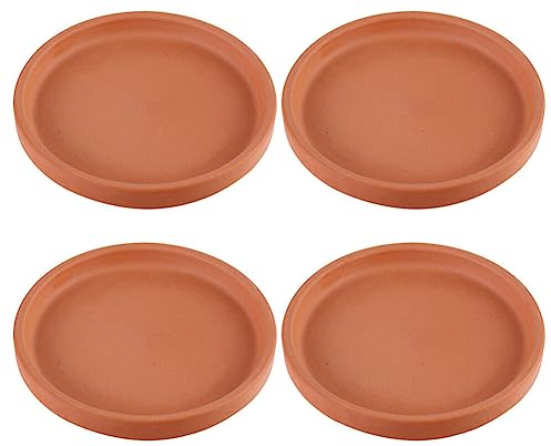 Cabilock Pflanzen Pflanzen 4 Stück Übertopf Bonsai Kaktus Topf Pflanzentopf Untertasse Pflanzenuntersetzer Blumenuntersetzer Teller Pflanzschale Drinnen Beckenhalter Ton Rundes Tablett