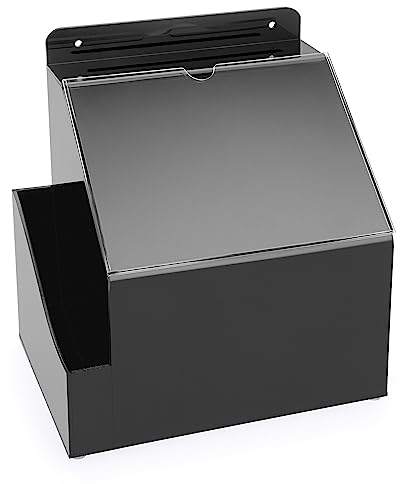 TOLIDA Acrylspendenbox Vorschlagsbox mit Schildhalter Wand Montierbare Visitenkartenbox Wahlurne Kartenbox mit Schloss Aufbewahrungsbox zum Visitenkarten Abstimmen Spenden Sammeln Schwarz