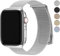 Fullmosa Correa Magnética Compatible con Apple Watch 41mm 40mm 38mm,Pulseras de Repuesto de Acero Inoxidable Milanese Loop para iWatch Ultra 2/1 Series 9 8 7 6 5 4 3 2 1 SE，Plata