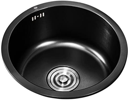 BEdaw Wohnmobil-Spüle Aus Edelstahl 304, Einzelbecken, Küchenbar-Spüle, Wet-Bar-Vorbereitungsspüle Mit Ablaufgarnitur, Aufsatz- Oder Unterbaumontage/Black/40 * 40 * 18Cm