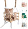 Holz Babyschaukel Kinderschaukel Stoff Kissen Babysitz Baby Schaukel zum Aufhängen 3 in 1 (Braun)