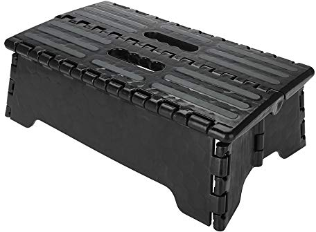 Tragbarer Klappbarer Tritthocker, Schwarzer Leiterhocker, Rutschfester Kunststoff, Stabiler Halt für ältere Menschen, Schwangere, Kinder, Geeignet für Küche, Badezimmer,