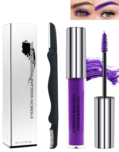 Eyebrow Mascara Gel, Eye Brow Glue, Long-lasting Waterproof Quick Drying Purple Tinted Brow Gel Colored Mascara, Tinted Eyebrow Filler, Volumizing Enhance Brow Mascara, Vegan & Cruelty Free-08 Purple