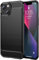 PIXFAB For iPhone 13 Mini Case, [Slim Fit] Shockproof Brushed Carbon Fibre [Protective Case] Cover, Gel Rubber Phone Case For Apple iPhone 13 Mini - Black