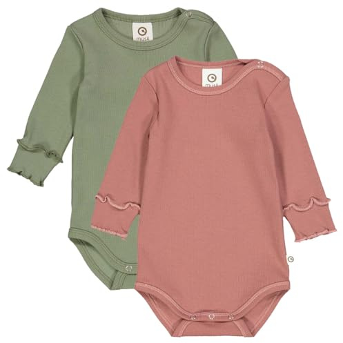 Müsli by Green Cotton Baby Girls Cozy me Rib l/s Body 2-Pack Base Layer, Daydream/Poetry Green, 68