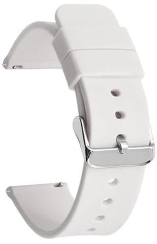 CABLEPELADO Bracelet de montre en silicone, bracelet de montre de sport, bracelet de montre universel, bracelet de montre en silicone, libération rapide, boucle en acier inoxydable, blanc, 24 mm,