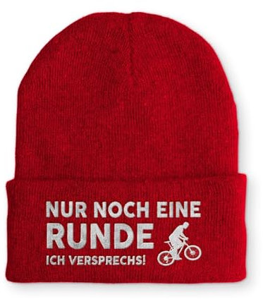 tshirtladen Nur noch eine Runde Mütze Beanie Spruchmütze Strickmütze Wintermütze, Farbe: Rot