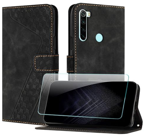 JayModCase Funda para Xiaomi Redmi Note 8T, PU Piel Flip Carcasa con [Redmi Note 8T Protector de Pantalla] Cierre magnético Soporte Plegable Tarjetas y Cartera (Negro)