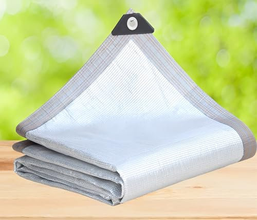 Filet Anti Chaleur Pare-Soleil en Papier D'Aluminium RéFléChissant, Toile Ombrage Exterieur, Filet De Couverture Pergola, Voiles D'Ombrage Pour Patio Jardin Carport Abri Voiture Serre, Uv(4x7m)
