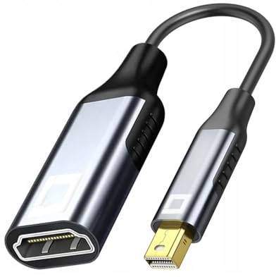 Co2 Adapter Mini DisplayPort DP auf HDMI 2.1 8K/60Hz, 4K/120Hz, 2K/240Hz, Full HD, Dynamic HDR DSC 3D HDCP 2.2 FEC, Plug & Play, 32.4 Gbps, Unidirektionales Kabel, Aluminium Space Gray (8K)
