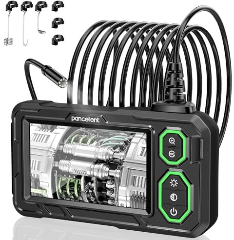 Telecamera Per Ispezione Endoscopio Industriale,Pancellent Telecamera Per Periscopio IPS da 4,3 Per Fognature con Telecamera Per Serpenti Impermeabile IP67,1920P Con 8 Luci LED Cavo Semirigido da 5M