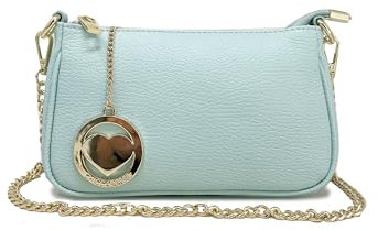 Chicca Borse Borsetta da donna in pelle, borsa a tracolla clutch (Verde Acqua)