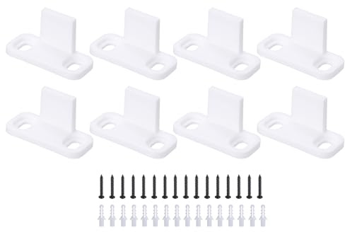 QUARKZMAN 8uds Granero Puerta Suelo Guía, POM Universal Corredera Granero Puerta Herraje, Plano Inferior Pista Guía Oscilación Tapón para Derivación Armario Bolsillo Puertas, Blanco