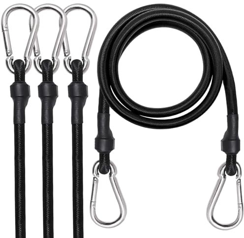 3FT/6FT Long Elastic Bungee Cords with Carabiner Clips, Heavy Duty 36/72 Bungee Straps with Hooks Tie Downs Luggage Rope for Camping Motorcycle Car Trunks Tarps Bike Rack Tent (2PCs 72-Inch)