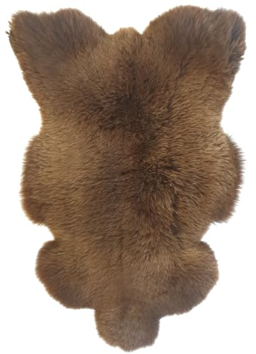 FURRYMAN Natürliche Lammfell – sehr groß braunes Schafsfell, 130 x 65 cm, chromfrei – Schafsfelldecken – naturbelassenes Lammfell - naturfell