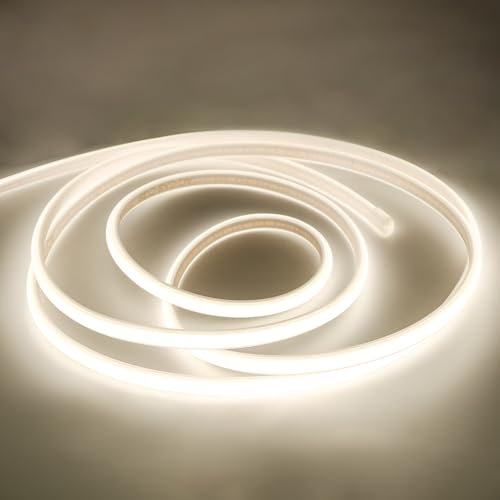 pcning IP67 Impermeabile Strip LED COB 220V 1M 320leds Flessibile Striscia Bianco 4000K, Strisce LED 220 Volt da Esterno 1 Metri (Bianco, 1M)