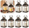 Staymoment Farolillo con velas LED en negro y dorado: juego de 6 farolillos de 22 cm como decoración de mesa, salón, balcón, decoración vintage para boda, farol de cementerio, resistente a la