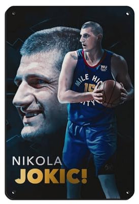 HRJHE Nikola Jokic-Poster, Basketball-Poster, 21 Blechschild, Vintage, Metall, Pub, Club, Café, Bar, Zuhause, Wandkunst, Dekoration, Poster, Retro, 20 x 30 cm
