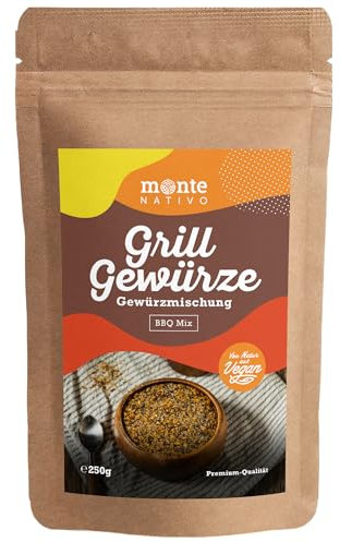 Condimento per barbecue Monte Nativo (250 g), spezie essiccate delicatamente, spezie per barbecue, mix aromatico e gustoso di spezie, ideale per grigliare, spezie grigliate, barbecue