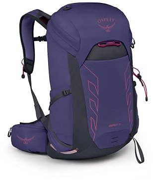 Osprey Tempest 26L Damen Leichter Wanderrucksack mit Hüftgurt, Deep Fig/Hotspot Pink