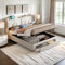 UnboxGermany Lit 160x200cm avec Rangement et LED, Lit Coffre avec 2 USB et Deux Prises, Sommier à Lattes, Velours, Blanc
