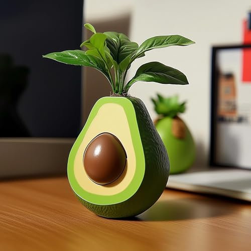 Joli pot de fleurs décoratif en forme d'avocat | Véritable support pour plantes grasses d'intérieur | Accessoire de maison imprimé 3D | Cadeau insolite pour les amateurs de plantes