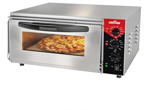 CROSSON Forno Elettrico per Pizza 50 * 50CM,Forno Pizza Elettrico Professionale in Acciaio Inox Temperatura fino a 350℃ con Pietra,Timer 30 min per Hotel,Ristoranti,3000W