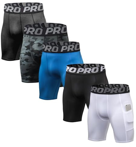 BEGIANT Lot de 3/5 Shorts Compression Sport Homme sous Vêtement de Sport à Séchage Instantané Poche Sécurisée Cuissard Velo Fitness Musculation