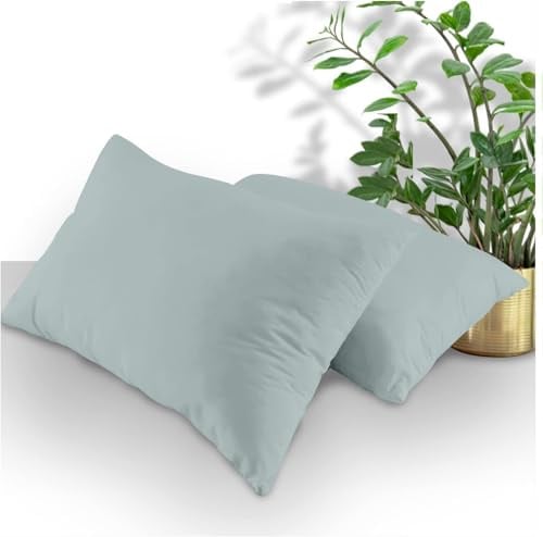 GC GAVENO CAVAILIA Housewife Pillowcases 2 Pack - Breathable Pillow Covers with Envelope Closure - Polycotton Plain Pillow Case (74x48 Cm) - Easy Care Fade Resistant Durable Bedding & Linen, Duck Egg