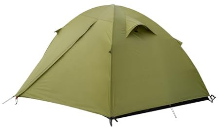 Alpinus - Zelt 3 Personen VELEBIT 3, Camping Zelt aus Langlebige Materialien, Zelte mit 2 Vorräume und 2 Eingänge, Tent Praktisches Montagesystem, Campingzelt 205 x 180 x 105 cm - Grün
