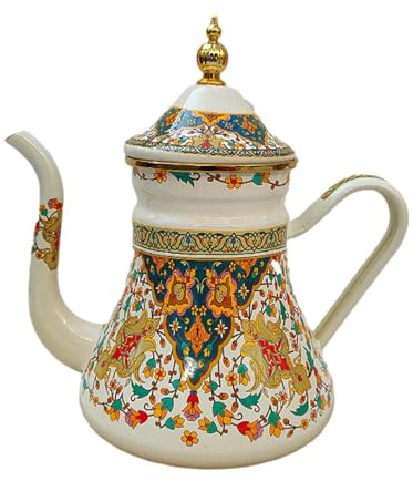 Amagogo Bouilloire en émail, Cafetière, Pichet à Jus, Eau avec Poignée, Capacité 1,2 L, Théière pour Cuisine, Maison, Bureau, Restaurant, Style A