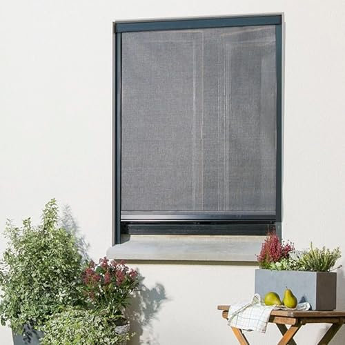 Protecta Moustiquaire Enroulable Anti-Pollen en alu pour fenêtre - Gris Anthracite - L80 x H130cm