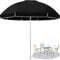 Sombrilla de playa portátil, sombrilla redonda de 1,8 m, sombrilla para mesa de mercado, parasol de patio al aire libre, protección UV, toldo ligero para jardín, color negro