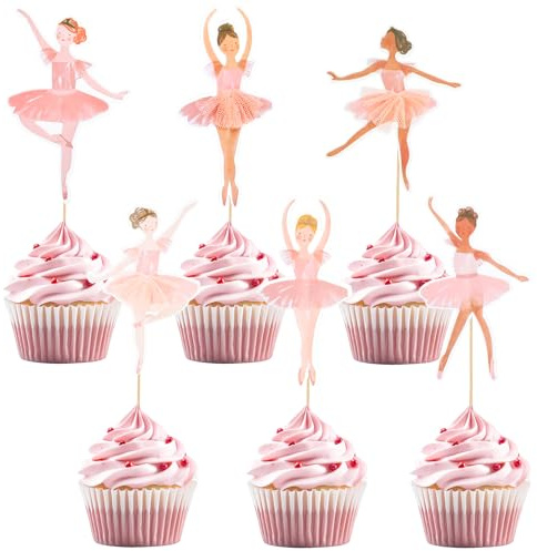 37Stück Ballett Tänzer Kuchen Dekorationen Ballerina Kuchenaufsätze Rosa Ballett-Mädchen Kuchen Deko Ballett Cupcake Dekoration Picks für Fee Thema Dusche Geburtstag Hochzeit Party Zubehör Weihnachten
