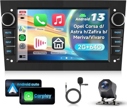 2G+64G VECHEL Autoradio Android 15 per Opel Corsa d/Astra h/Zafira b/Meriva/Vivaro,7 autoradio touchscreen HD con CarPlay wireless,Android Auto,GPS,Wi-Fi,Bluetooth,radio FM/RDS telecamera posteriore