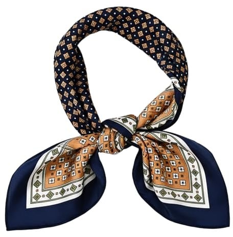 Plkjiu Mens Scarf, Scarf for Men Square Satin Silk Like Scarve Lightweight Neck Scarf Bandana Fashion Gifts for Men Formal Casual Business (Dark blue)