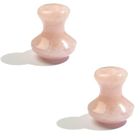Rouleau en quartz rose, rouleau de jade, pour le visage en forme de champignon Gua Sha, outil en quartz rose, visage ergonomique pour réduire les rides, soin des yeux et massage relaxant de la peau en