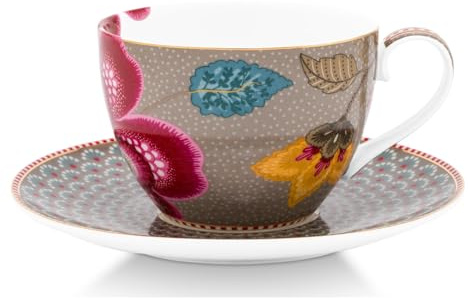Pip Studio Blooming Tales Khaki Tasse mit Untertasse 0,3l