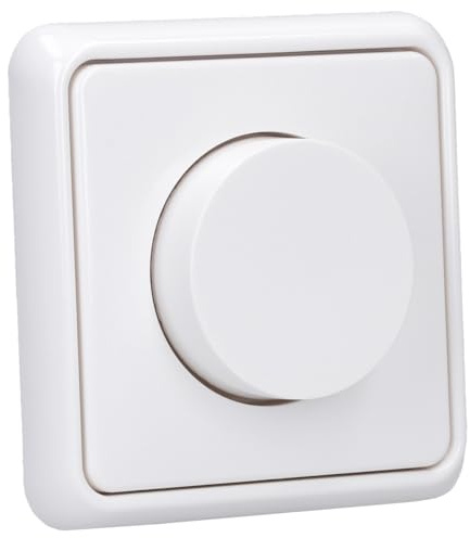 JUNG Serie CD Drehdimmer Set Alpinweiß | mit 1730DD LED-Drehdimmer, CD1740WW Abdeckung mit Drehknopf und CD581WW Rahmen 1-fach