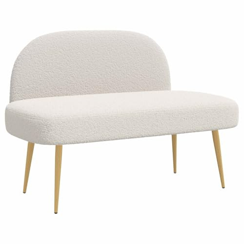vidaXL Gepolsterte Bank mit Rückenlehne Creme 110 x 60 x 76 cm Bouclé