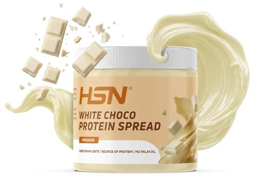 HSN Crema Proteica de Chocolate Blanco 300g - Textura Extra Cremosa | 22g de proteína por cada 100g. Fácil de Untar. Sin Aceite de Palma Sin Azúcares Añadidos. Sin Gluten. Apto Dieta Vegetariana