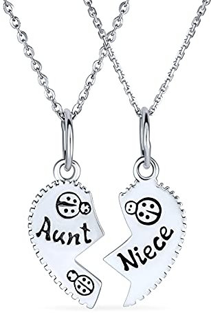 Bling Jewelry 2 Pcs Bester Freund Tante Nichte Split Broken Puzzle Heart Break Apart Anhänger Halskette Für Frauen Für Teenager Sterling Silber