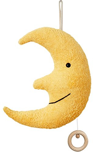 Efie Bio Spieluhr Mond – Bio-Baumwolle (kbA), Made in Germany, GOTS-zertifiziert – Melodie Mozarts Wiegenlied (Schlafe mein Prinzchen, schlaf ein)