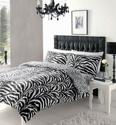 HOMEMAKER BEDDING BLACK & WHITE ZEBRA PRINT DUVET COVER SETS (King)