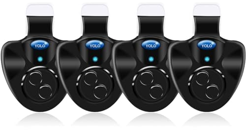 Wingsflying Juego de 4 Bombillas LED electrónicas Negras para Pesca con Alarma Sonora y Alarma Sonora